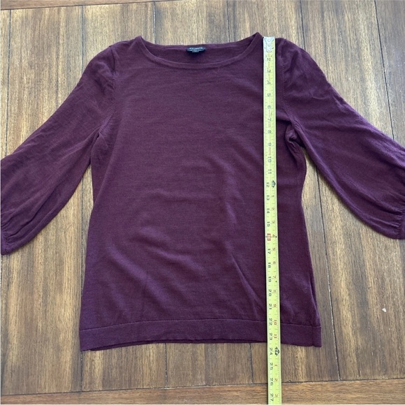 Talbots 3/4 Burgandy Merino Wool Sweater with Split Sleeve Size M - Picture 7 of 13